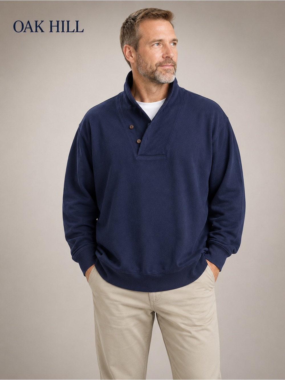 Oak Hill Big & Tall Premium Cotton Shawl Collar Pullover NWT
